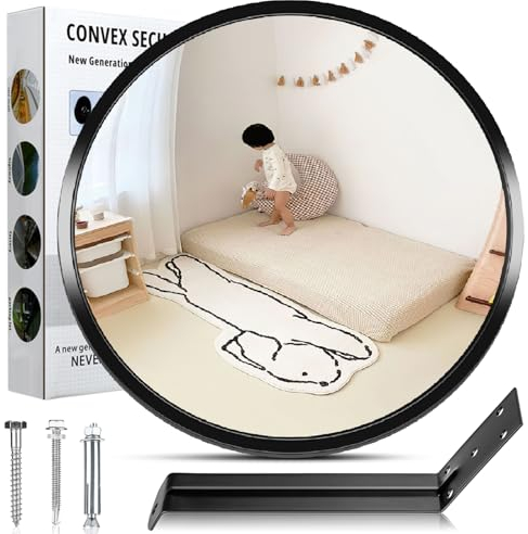 Moveland Specchietto Convesso Regolabile, 30 cm, Grandangolo, Rotondo, in Acrilico, Parabolico, per Garage, Traffico, Vialetti, Ufficio, Cortile, Magazzino (130 Gradi)