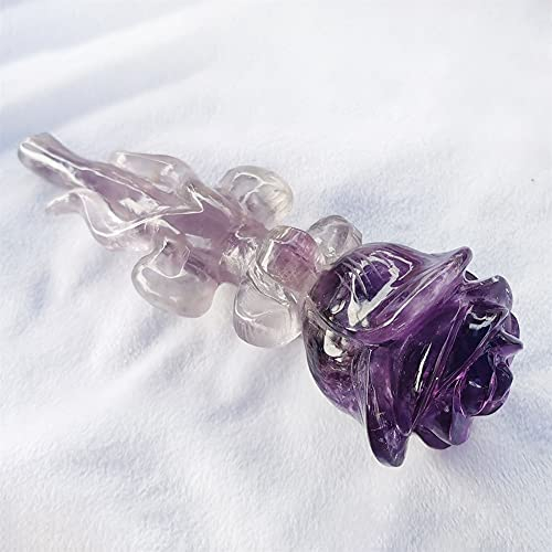 CZAOINCU Raumdekoration Heilstein, natürlicher Amethyst, Quarz, Cluster, Rose, Figur, handgeschnitzte Quarzblume, Superkraft, Heilkristall, Stein, Heimdekoration, Balance, Edelstein-Dekoration