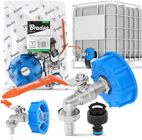 BRADAS IBC Tank ZUBEHÖR AUSLAUFHAHN 3/4 Zoll 2 STÜCK Auslaufhahn Wasserhahn IBC Adapter mit Kugelhahn 1000 Liter Wassertank Zubehör IBC Hahn Auslaufhahn für Regentonne und Wasserbehälte