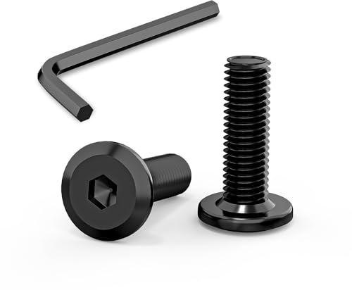Lot de 30 vis M8 x 25 mm, vis à tête plate M8 à six pans creux en acier inoxydable A2 V2A, filetage complet, oxyde noir avec clé à six pans creux