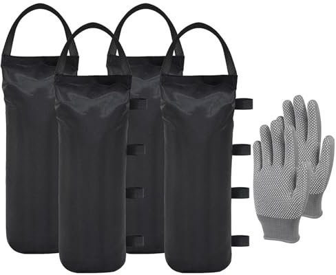 lcyen 4 Stück Sandsack Pavillon Sandsäcke, Verdickte Sandsäcke mit Handschuhen, Thick 600D Oxford Sandsäcke Gegengewicht, Wasserdichtes Zelt Sandsäcke, für Outdoor-Lauben, Sonnenschirme, Trampoline