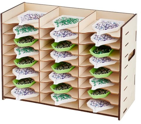 PH PandaHall 24 Grids Rhinestone Tray Diamond Art Storage Box Diamond Accessories Holder Drill Pen Organizer Multi-boat Tray Storage Rack Jewellery Box for DIY Gem Craft Nail Arts