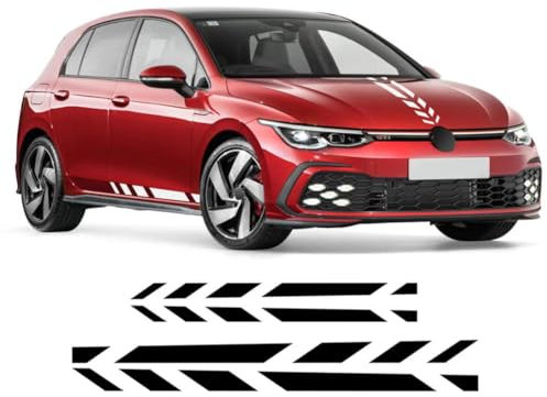 Hongxiani Streifen Aufkleber für VW Golf 8 MK8 R Line GTI GTD GTE 2020 2021,Streifen Aufkleber Styling Aufkleber Dekoration wasserdichte Sticker,e/White