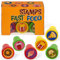 MIJOMA – Selbstfärbende Stempel Set für Kinder & Erwachsene – Perfekt für Basteln, DIY, Adventskalender, Mitgebsel & Mitbringsel – Bunter Stempelsatz - kreatives Gestalten (Fast Food, 6er Set)