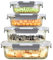 IUGHN 4-Pack Rectangular Glass Containers With Lids | 1520ml | 1040ml | 640ml | 370ml | Glass Meal Prep Containers | Microwave, Oven, Freezer and Dishwasher Safe