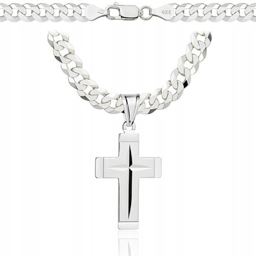 AMAR OPRAVA ketten für herren silber 925 Kreuz Kette herren 50 cm, panzerkette herren 925 silber massive breite 6,5 mm königskette- herren schmuck, italienische Qualität