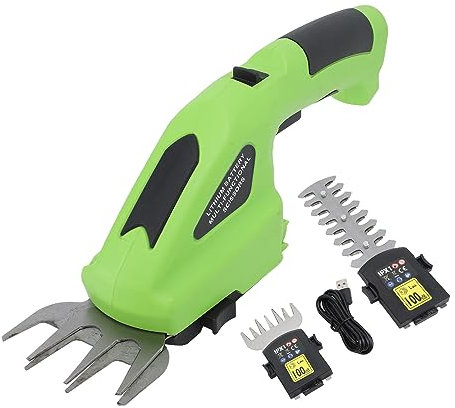 Akku-Grasschere und Strauchschneider, 2-in-1-Hand-Heckenschere, elektrische Rasentrimmer, Heckenschere, Grasschneider, wiederaufladbarer Lithium-Ionen-Akku und Typ-C-Kabel im