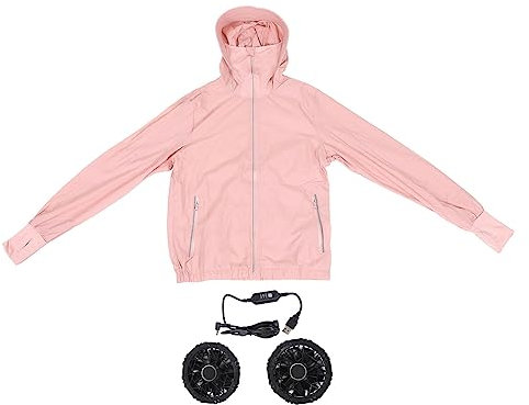 RiToEasysports Klimatisierte Kleidung, Dual-Lüfter-Klimaanlage-Jacke, Intelligente Luftkühlung, Sommer-Kühlventilator-Jacke, Radfahren, Sonnenschutzkleidung, M-Größe, Rosa, für Radfahren,