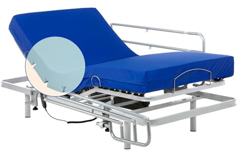 Geriafy - Elektrisch Verstellbarer Lattenrost verstärkt mit wasserdichter HR-Sanitärmatratze (80x200 + Bettgitter klappbar)
