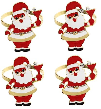 BIUDECO Serviettenhalter Set Rot Weihnachten Weihnachtsmann Form Serviettenringe für Hochzeitsfeiern