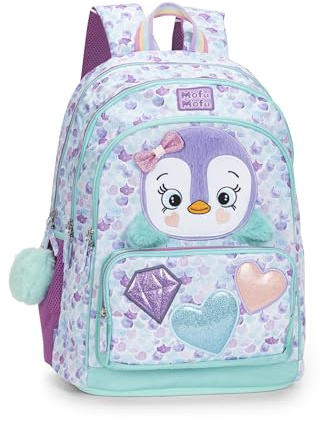 MOFU MOFU - Offizieller Schulrucksack Mofu Mofu, Mädchenrucksack mit 2 großen zentralen Räumen, Front- und Seitentaschen, verstellbare und gepolsterte Schultergurte, gepolsterte Rückenlehne, 32 x 43 x