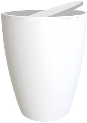Blue Canyon Boda Swing Lid Bin, 12 L Capacity, Rubbish Bin for Bathroom & Bedroom, Plastic Construction, Compact & Lightweight, Rubbish Storage for Kitchen, Swing Lid, Space Saving Design, White