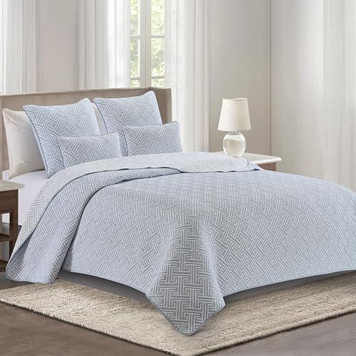 NOVOTEXTIL Colcha Jacquard Cama 105 (200x270) Moderna y Ligera - 100% Microfibra Extrasuave – Cubrecama Transpirable Ideal para Verano y Entretiempo con 1 Funda de Almohada (50x70) (Sarajevo)