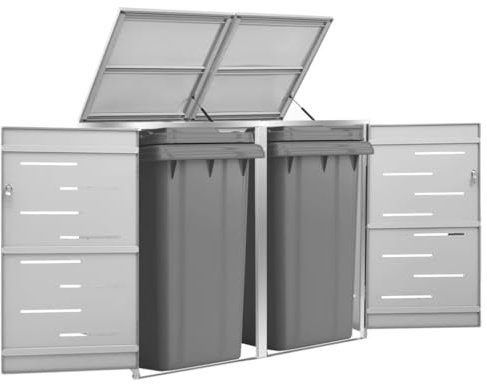 Double Wheelie Bin Shed 138x77.5x112.5 cm Stainless Steel