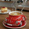 SAELELY Kaffeetasse in Käferform, Kaffeetasse in Käferform, Kaffeetasse in Autoform, handgefertigte Kaffeetasse in Autoform aus Keramik, süße Kaffeetasse in Käferform aus Keramik(Rot)