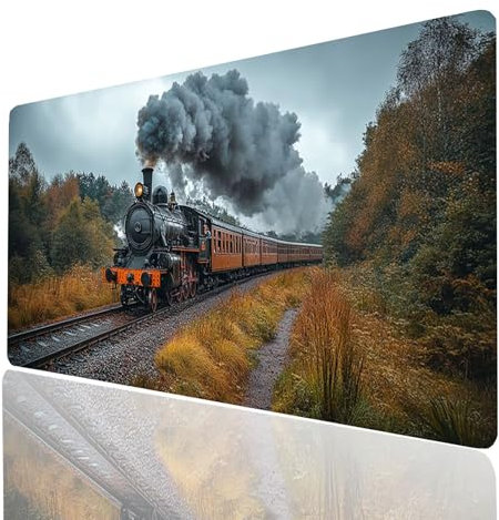 Alfombrilla Ratón XXL 70x30x0.3CM, Impermeable Alfombrilla Escritorio Tren, Paisaje Mouse Pad con Base de Goma Antideslizante, Protector Escritorio para Portatil Teclado Gamer Raton Model-03282