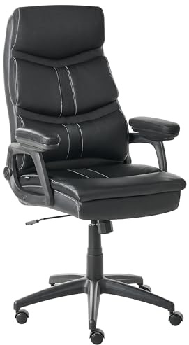 Beliani Office Executive Chair Seat Tilt Thick Padding Faux Leather Black Ruler