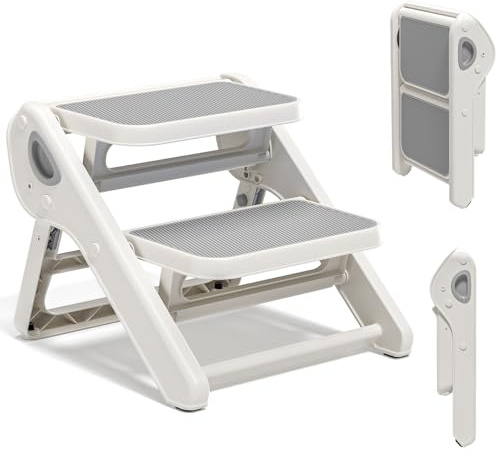 MoreFeel Foldable Toddler Step Stool for Bathroom Sink - 2-Step Kids Stool for Potty Training, Kitchen Counter & Bedroom, Sturdy Non-Slip Child Safety Stool Helper