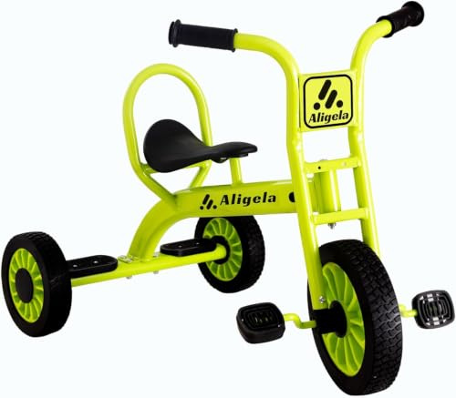 Aligela Dreirad ab 3 Jahre, Kindergartenfahrrad Kleinkinder für Kinder von 3 bis 8 Jahre, Kindergarten Kinderdreirad , Geschenk für Kleinkinder von 3-5Jahren, Kita Dreiräder,Fluoreszenzgrün