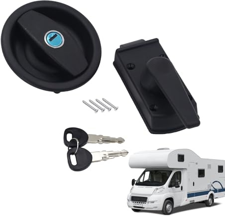 ANEELV Wohnmobil Türschloss rund für Wohnwagen, 28–36 mm, Schwarz | ABS mit 304 Edelstahl, wasser- und korrosionsfest, Schlüssel außen, Drehknopf innen, für Wohnmobil, Wohnwagen, Caravan & Boot