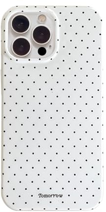 Reownest Case for iPhone 15 Pro Max with Cute Polka Dot Pattern Aesthetic Design, Simple Stylish Soft TPU Protective Phone Cover for iPhone 15 Pro Max -White