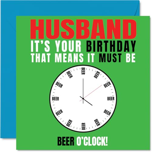 Geburtstagskarte für Ehemann – Bier o Uhr – Happy Birthday Karte für Ehemann von Ehefrau Partner, 145 mm Grußkarten