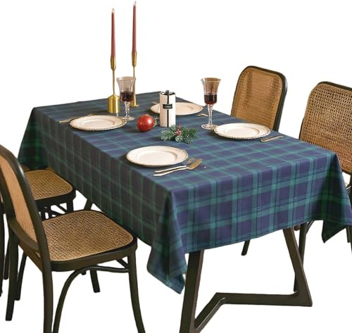 Weihnachtliche karierte Tischdecke, stimmungsvolle Feiertags-Tartan-Tischdecke, pflegeleichte Weihnachtstischdecke aus Polyester für Zuhause, Hotel, Restaurant, 139, 7 x 259, 9 cm, Weihnachtstischd