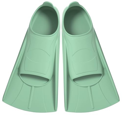 Palmes Natation, Palmes Courtes pour Enfant Adulte, Entraînement et Snorkeling, Palmes Plongée en Silicone (Vert, XXS(27-29))