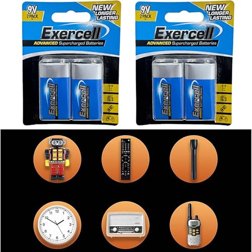 9V Heavy Duty Batteries 4 Pcs Super Heavy Duty Long Lasting Power Block Battery for Smoke Alarms Detectors Microphones Radios Remote Controls Safety Household Devices