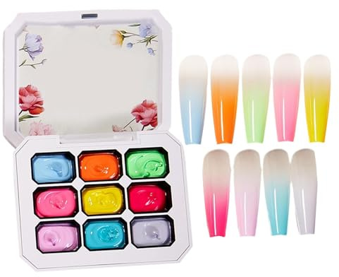 Nail Painting Gel 9-Colors No Wipe UV/LED Curing Gradient DIY Drawing Art | Nails Gradient Gel for Daily Wedding Manicure Carnival Beauty Home Salon Personal