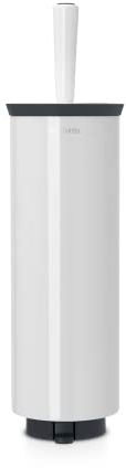 Brabantia Toilet Brush and Holder, Stainless-Steel, White, 2-Piece, 483325,Standard