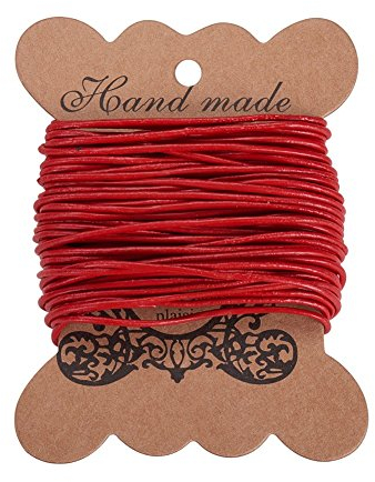 PH PandaHall 10m Cordon en Cuir de Vache pour DIY Bijoux et Fabrication de Collier et Bracelet, Rouge, 1.5mm