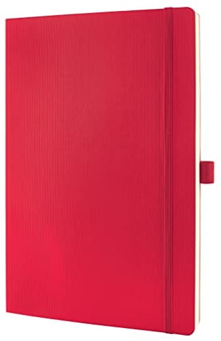 Sigel CO314 Notizbuch A4 kariert rot, Softcover, 194 nummerierte Seiten, nachhaltiges Papier, mit Inhaltsverzeichnis, Stiftschlaufe, Falttasche, Gummibandverschluss, Conceptum