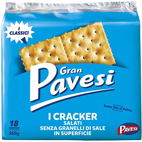 Gran Pavesi Cracker a Ridotto Contenuto di Sale, 18 Porzioni - 560 gr