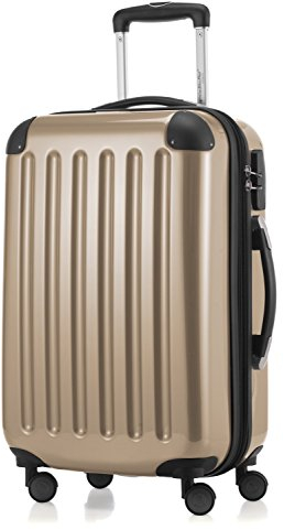 HAUPTSTADTKOFFER Alex - Handgepäck, 55 x 35 x 20 cm, 4 Rollen, 42 Liter, Reisekoffer, Hartschalenkoffer, Rollkoffer, Bordgepäck Koffer, erweiterbar, Champagner