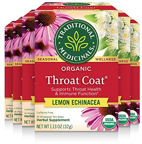Traditional Medicinals Organic Throat Coat Lemon Echinacea, 96 Tea Bags