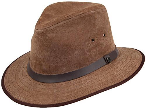 Jaxon & James Safari Fedora Hut aus Nubukleder - Kastanienbraun - M