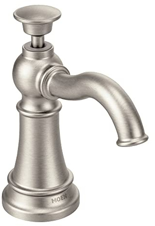 Moen S3945SRS Traditional Deck Mounted Kitchen Soap Dispenser with Above the Sink Refillable Bottle, Spot Resist Stainless