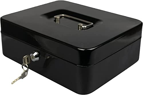 Hyfive® Steel Petty Cash Box With 2 Keys/Removable Change Tray For Perfect Secure Storage in Black 12