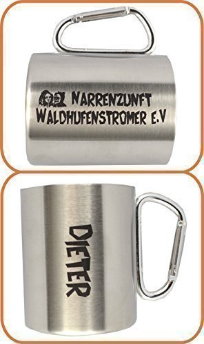 Schmalz® Edelstahlbecher mit Karabinerhaken graviert Narren Isolierbecher doppelwandig mit Gravur 0,3l