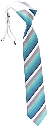 TigerTie Security Sicherheits Krawatte in gestreift gemustert - vorgebunden mit Gummizug (türkis mint grau weiß schwarz)