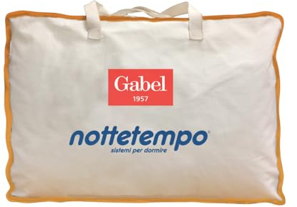 Gabel nottetempo Gänsedaunen-Bettdecke, Füllung 30% Daunen, 70% Federn, 235 g/m2, Kissenbezug 100% Reine Baumwolle, Dreiviertel 205 x 200 x 2 cm Bianco