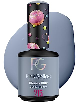Pink Gellac UV Gel Nagellack - 215 Cloudy Blue 15 ml - Lang Anhaltend Shellac Nagellack Blau - Gel UV für 14 Tage Nägel in Salonqualität - Made in Holland