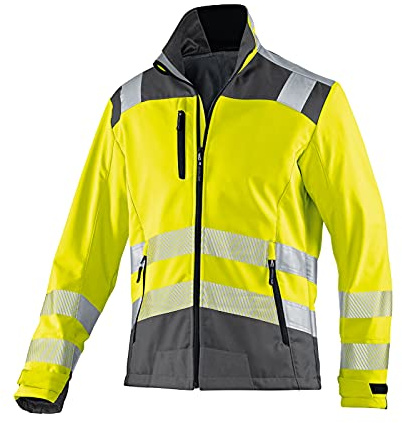 KÜBLER REFLECTIQ Softshell Jacke PSA 2 – Softshell Jacke mit Reflexstreifen und Stretch-Einsatz warngelb/anthrazit Gr. M