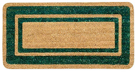 Fußmatte aus natürlicher Kokosfaser, für den Außenbereich, Eingangstür, Rückseite rutschfest, Modell Kokos, Rand 50 x 100 cm, Grün