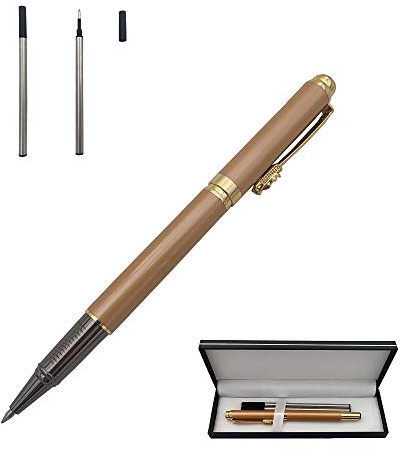 Accod Classic Business Metal Ballpoint Pen Signature Pen Rollerball Gel Pen High-end Gift Box with Two Replaceable Refills for Office Family and Business Partners (Orange)