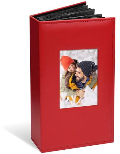 Vienrose 6x4 Slip In Photo Album Holds 300 Photos Leather Red | Display window, Acid free pages, Large capacity, Wedding Family Baby Travel, Gift ready
