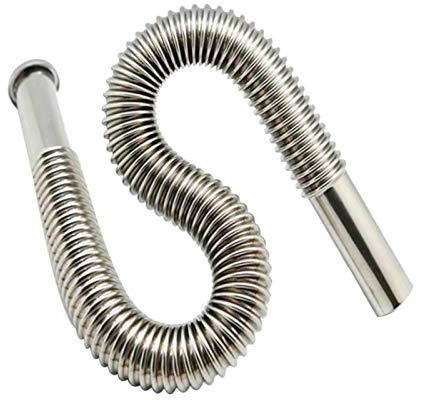 Bettying Tubo di Scarico Flessibile, Sifone per Lavandino in Acciaio Inox, Scarico per Lavabo Estensibile da 80 cm