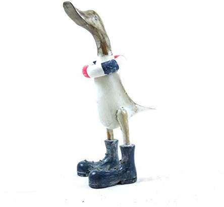 Coco Papaya Dekorative Ente mit Schwimmring, dreifarbig, aus Holz, 35 cm