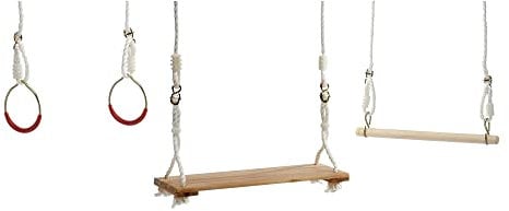 Idena 40192 - Balançoire en Treillis en Bois, pour Les bébés à partir de 1 an, avec des Cordes de Maintien réglables et des Anneaux en Acier, capacité de Charge jusqu'à 50 kg